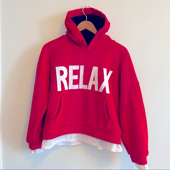 Unique red velvet boxy fit hoodie - Picture 1 of 6